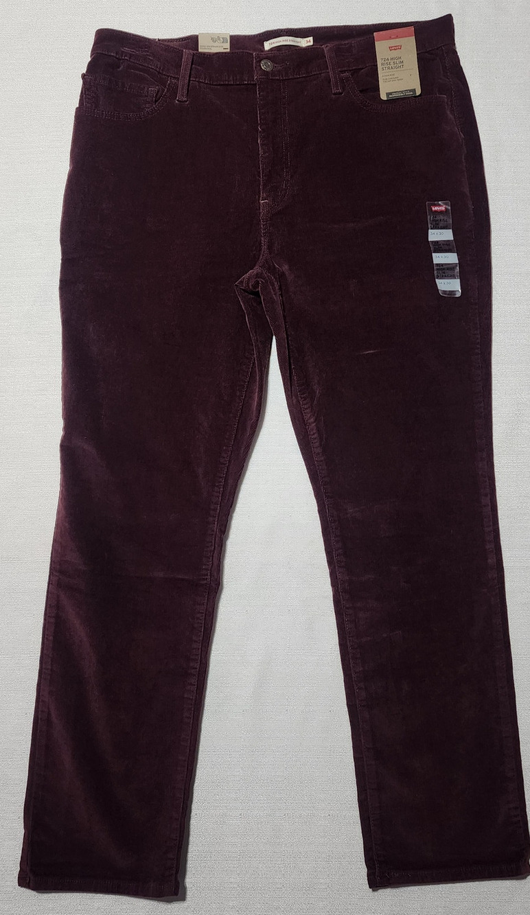 Levi's 724 high rise slim straight corduroy pants W34'' x L30'' woman's